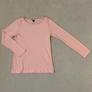 J. Crew Peach Cotton Long Sleeve Tee with Gold Accents